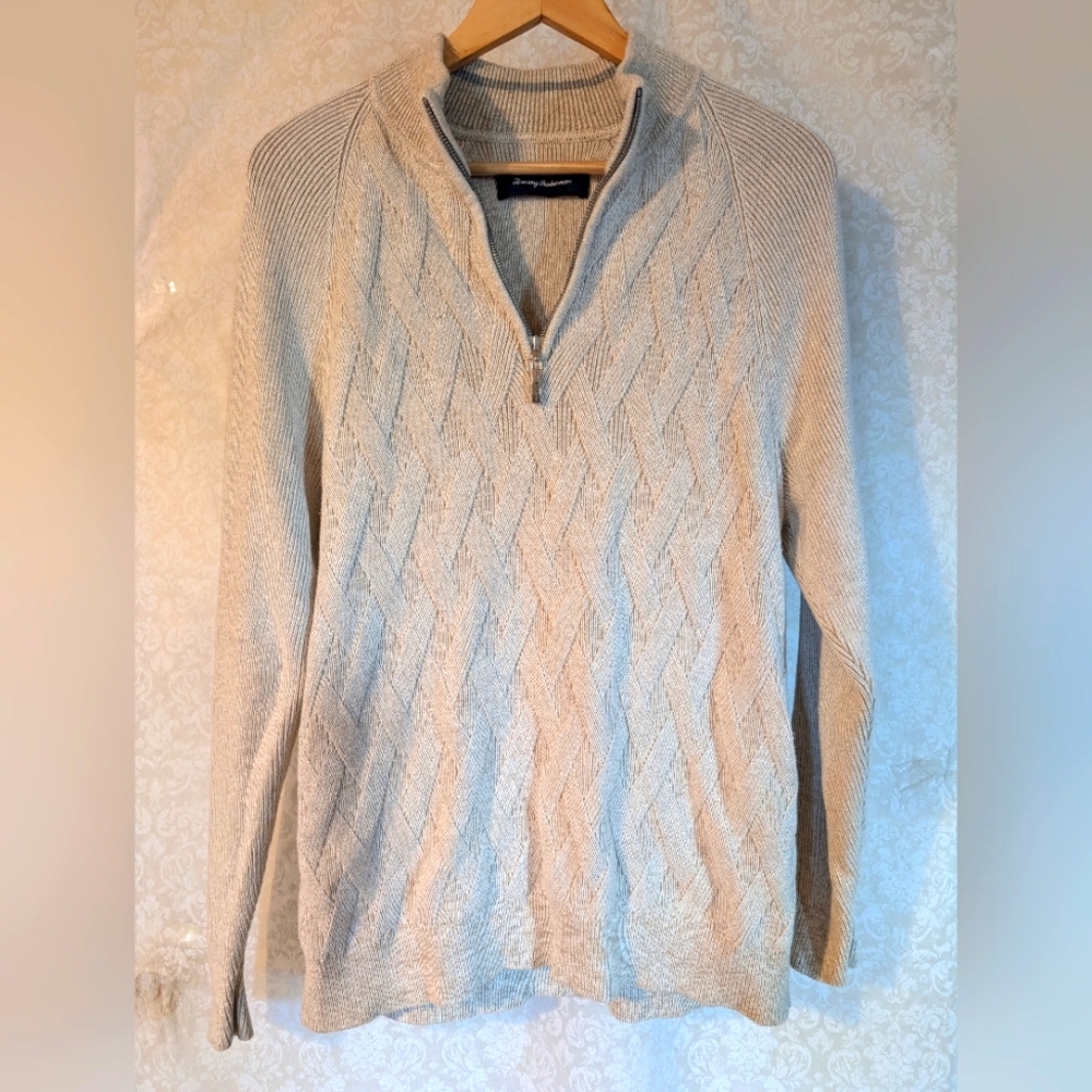 Tommy Bahama‎ Quarter Zip Sweater Medium Cotton